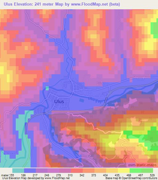 Ulus,Turkey Elevation Map