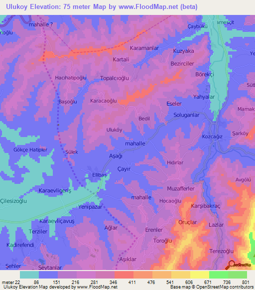 Ulukoy,Turkey Elevation Map