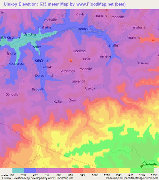 Ulukoy,Turkey Elevation Map