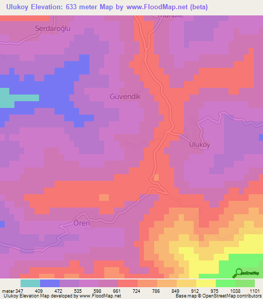 Ulukoy,Turkey Elevation Map