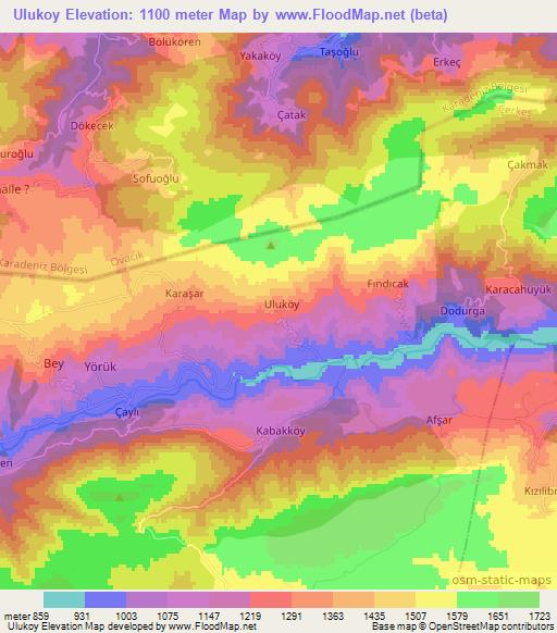 Ulukoy,Turkey Elevation Map