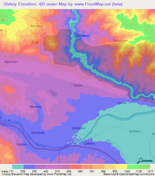 Ulukoy,Turkey Elevation Map