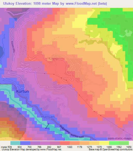 Ulukoy,Turkey Elevation Map