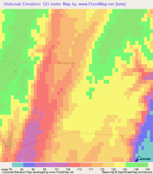 Ulukonak,Turkey Elevation Map