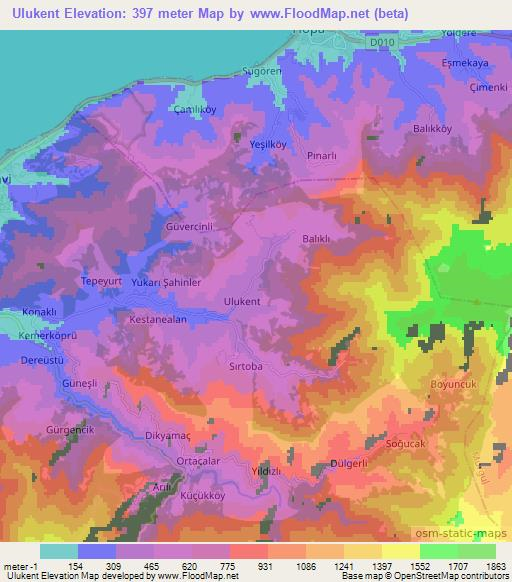 Ulukent,Turkey Elevation Map