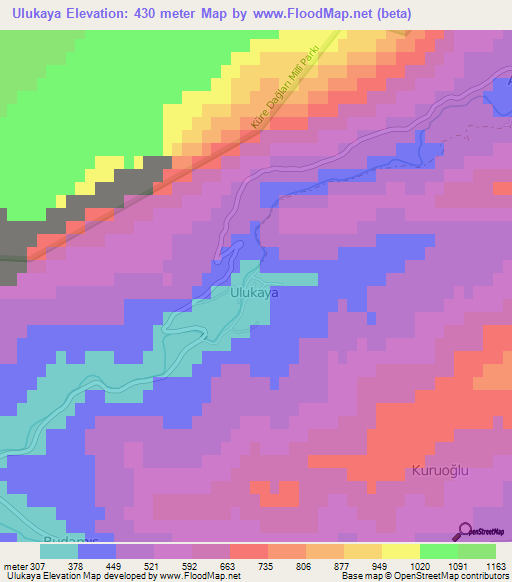 Ulukaya,Turkey Elevation Map