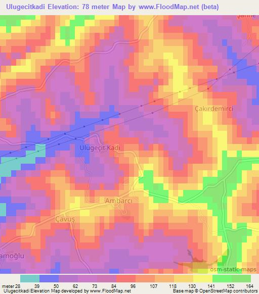 Ulugecitkadi,Turkey Elevation Map