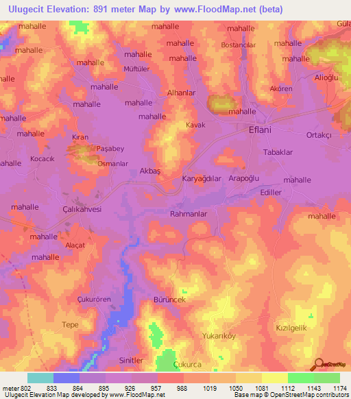 Ulugecit,Turkey Elevation Map