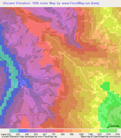 Ulucami,Turkey Elevation Map