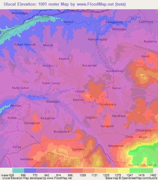 Ulucal,Turkey Elevation Map