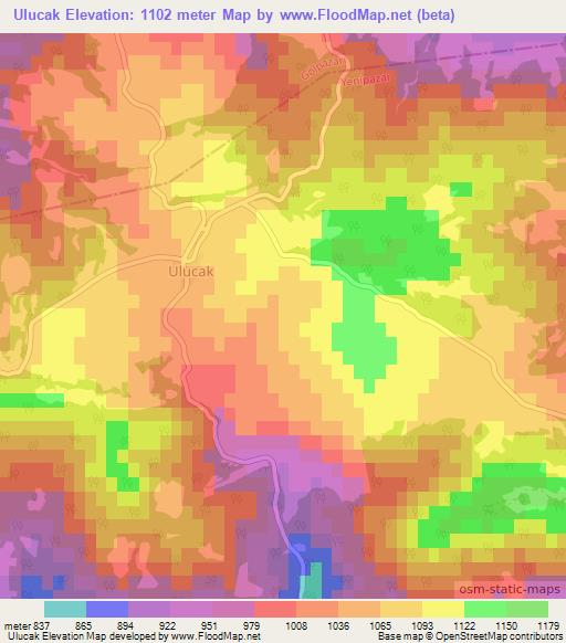 Ulucak,Turkey Elevation Map