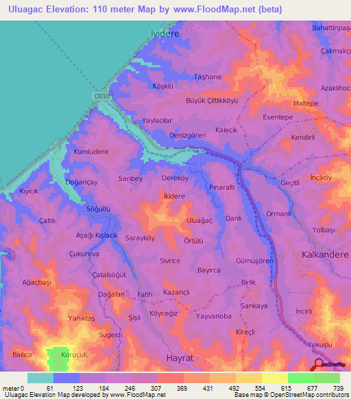 Uluagac,Turkey Elevation Map