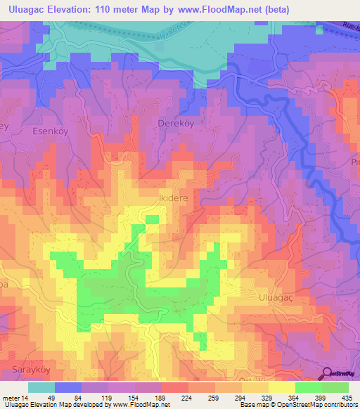 Uluagac,Turkey Elevation Map