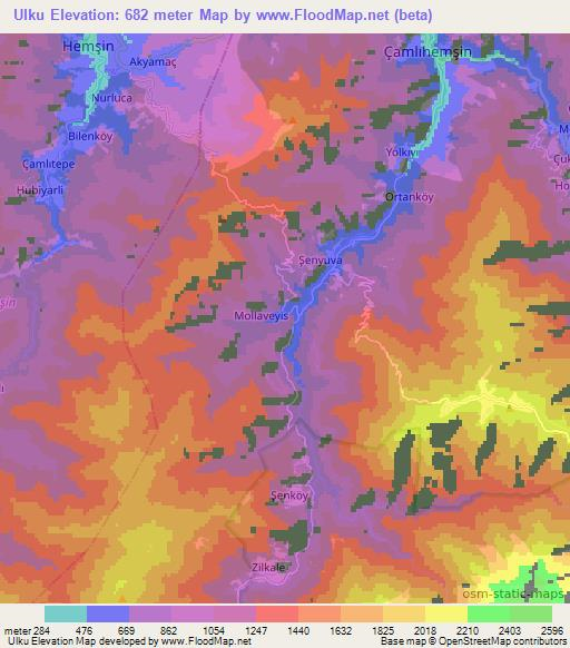 Ulku,Turkey Elevation Map