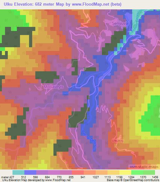 Ulku,Turkey Elevation Map