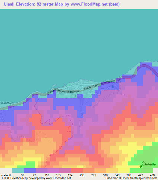 Ulasli,Turkey Elevation Map