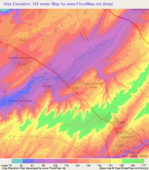 Ulas,Turkey Elevation Map