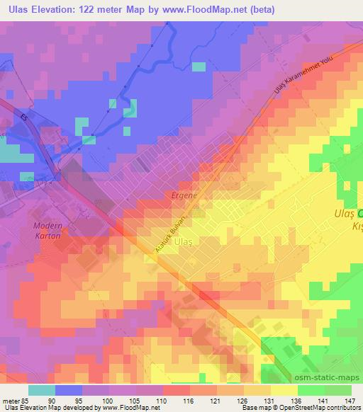 Ulas,Turkey Elevation Map