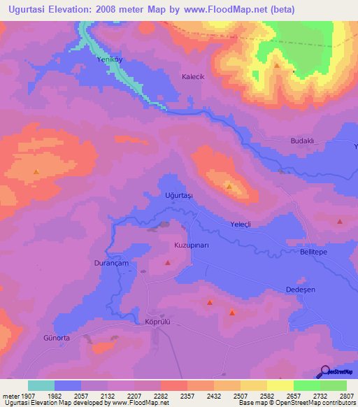 Ugurtasi,Turkey Elevation Map