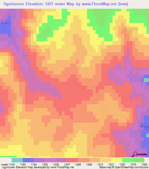 Ugurluoren,Turkey Elevation Map