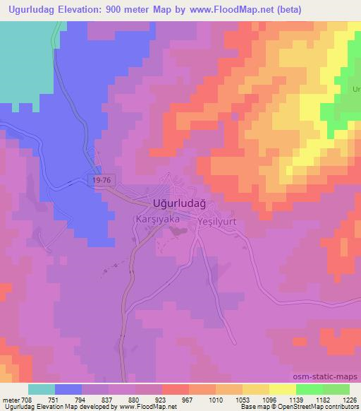 Ugurludag,Turkey Elevation Map