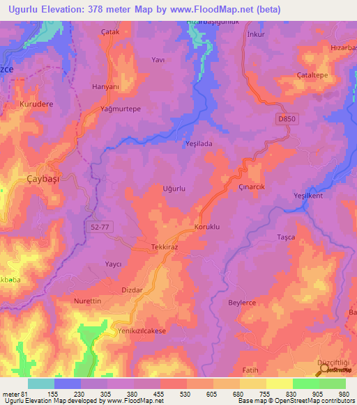 Ugurlu,Turkey Elevation Map