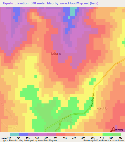 Ugurlu,Turkey Elevation Map