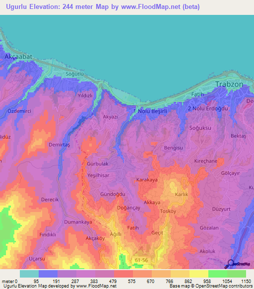 Ugurlu,Turkey Elevation Map