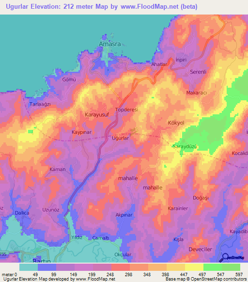 Ugurlar,Turkey Elevation Map