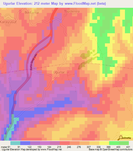 Ugurlar,Turkey Elevation Map