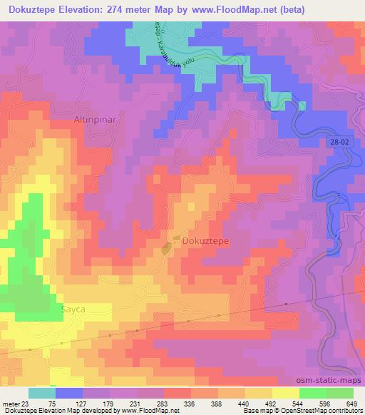 Dokuztepe,Turkey Elevation Map