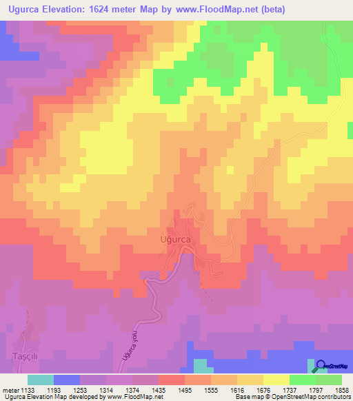 Ugurca,Turkey Elevation Map