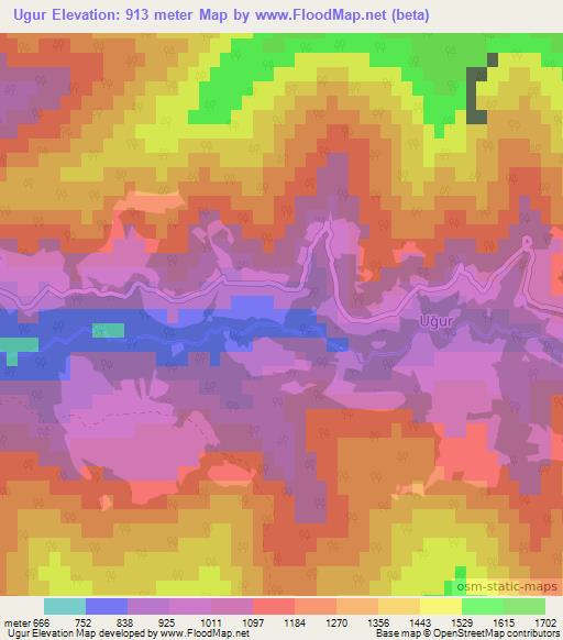 Ugur,Turkey Elevation Map