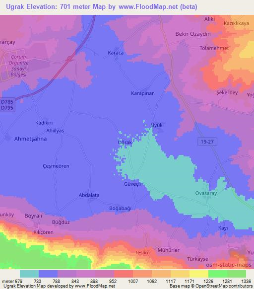 Ugrak,Turkey Elevation Map