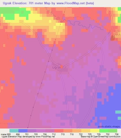 Ugrak,Turkey Elevation Map