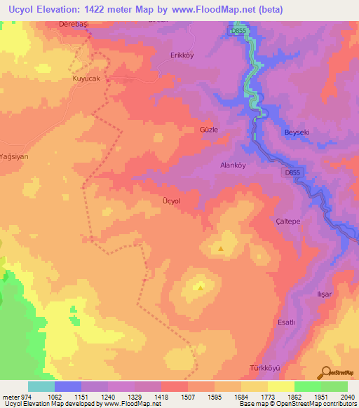 Ucyol,Turkey Elevation Map