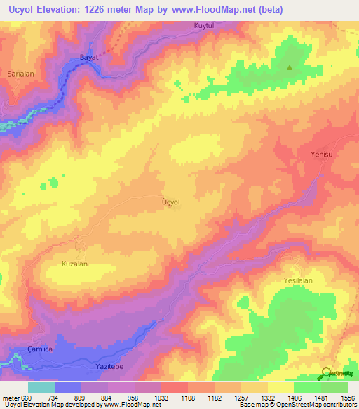 Ucyol,Turkey Elevation Map