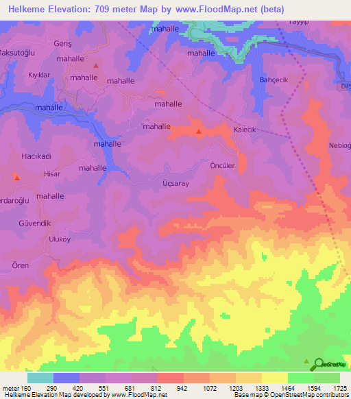 Helkeme,Turkey Elevation Map