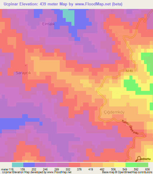 Ucpinar,Turkey Elevation Map