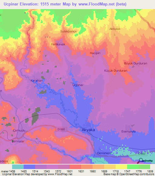 Ucpinar,Turkey Elevation Map