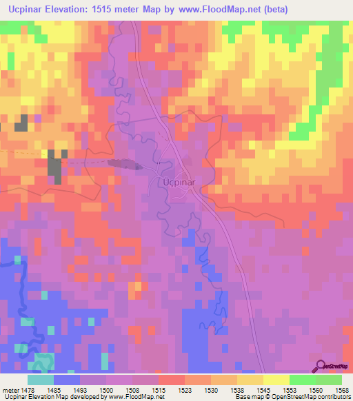 Ucpinar,Turkey Elevation Map