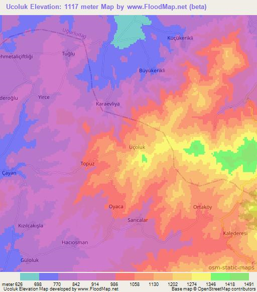 Ucoluk,Turkey Elevation Map