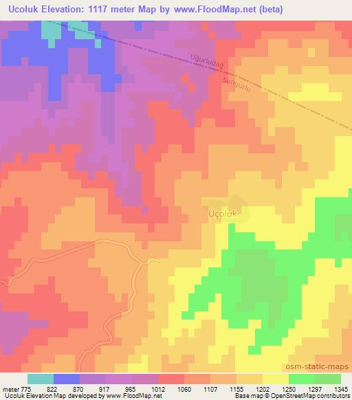 Ucoluk,Turkey Elevation Map