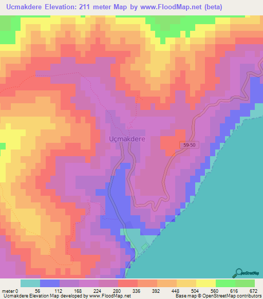 Ucmakdere,Turkey Elevation Map