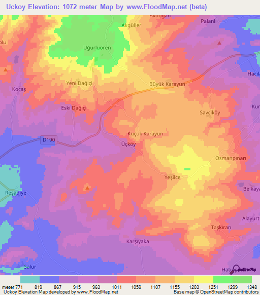 Uckoy,Turkey Elevation Map