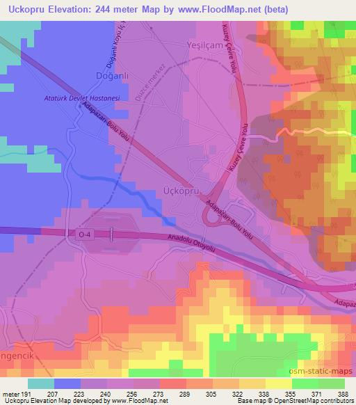 Uckopru,Turkey Elevation Map