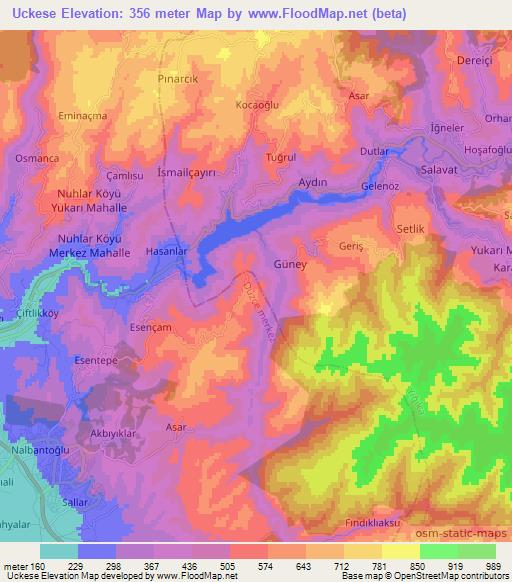 Uckese,Turkey Elevation Map