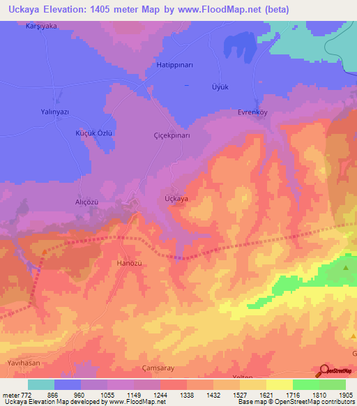 Uckaya,Turkey Elevation Map