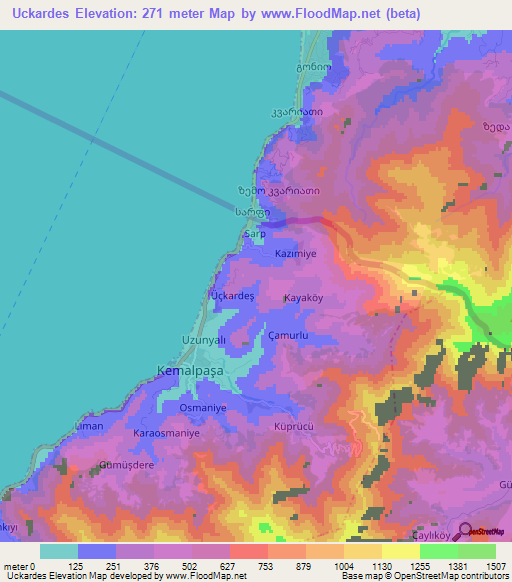 Uckardes,Turkey Elevation Map