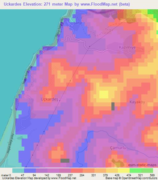 Uckardes,Turkey Elevation Map